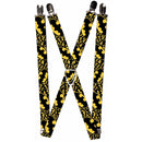 Suspenders - 1.0" - Bat Signals Stacked w CLOSE-UP Yellow Black