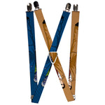 Suspenders - 1.0" - Split Poses Harvey Dent Brown + Two-Face Pinstripe Blue Black