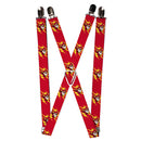 Suspenders - 1.0" - The Flash Face Bolts Reds Yellow Gray