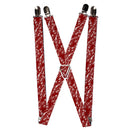 Suspenders - 1.0" - The Flash Logo5 Scattered Weathered Burgundy White