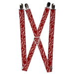 Suspenders - 1.0" - The Flash Logo5 Scattered Weathered Burgundy White