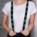 Suspenders - 1.0" - Green Lantern Logo Black Green