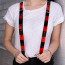 Suspenders - 1.0" - Harley Quin Standing Pose Diamonds Black Red