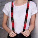 Suspenders - 1.0" - Harley Quinn Diamond Blocks2 Red Black Black Red