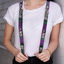 Suspenders - 1.0" - Joker Laughing Poses HAHA Purple Green Black White