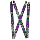 Suspenders - 1.0" - Joker Laughing Poses HAHA Purple Green Black White