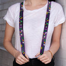 Suspenders - 1.0" - THE JOKER Elements Collage Purple Green Yellow White