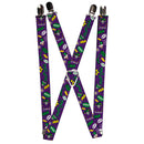 Suspenders - 1.0" - THE JOKER Elements Collage Purple Green Yellow White