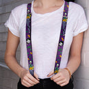 Suspenders - 1.0" - Joker Face Pose Elements Collage Purple Green Yellow