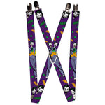 Suspenders - 1.0" - Joker Face Pose Elements Collage Purple Green Yellow