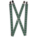 Suspenders - 1.0" - Joker Diamonds Gray Green