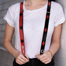 Suspenders - 1.0" - HARLEY Diamonds Red Black White + QUINN Diamonds Black Red White