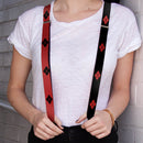 Suspenders - 1.0" - Harley Quinn Diamonds Red Black + Black Red