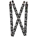 Suspenders - 1.0" - Joker The Killing Joke Holding Head Pose HAHAHA Repeat White Black