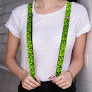 Suspenders - 1.0" - Question Mark Scattered Lime Green Black