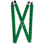 Suspenders - 1.0" - Question Mark Scattered Lime Green Black