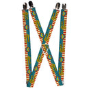 Suspenders - 1.0" - WONDER WOMAN Logo Americana Red White Blue Yellow