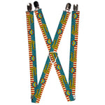 Suspenders - 1.0" - WONDER WOMAN Logo Americana Red White Blue Yellow