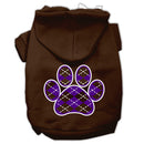 Pet Dog & Cat Hoodie Screen Printed, "Purple Argyle Paw"