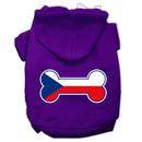 Pet, Dog & Cat Hoodie Screen Printed, "Bone Shaped Czech Republic Flag"