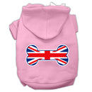 Pet, Dog & Cat Hoodie Screen Printed, "Bone Shaped Flag United Kingdom (Union Jack) Flag"