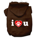 Pet Dog & Cat Hoodie Screen Printed, "I Love U"