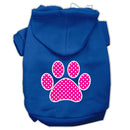 Pet Dog & Cat Hoodie Screen Printed, "Pink Swiss Dots Paw"