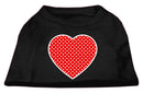 Pet Dog & Cat Shirt Screen Printed, "Swiss Dots Red Heart"