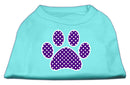Pet Dog & Cat Shirt Screen Printed, "Swiss Dots Purple Paw"