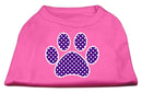 Pet Dog & Cat Shirt Screen Printed, "Swiss Dots Purple Paw"