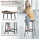 Industrial Saddle Stool with Metal Legs and Adjustable Foot Pads