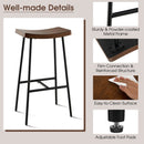 Industrial Saddle Stool with Metal Legs and Adjustable Foot Pads