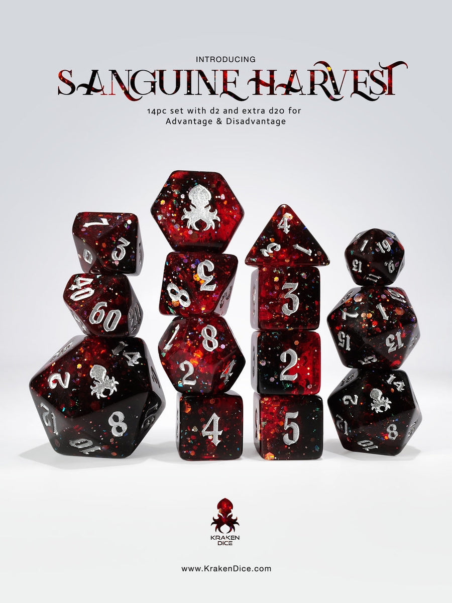 Sanguine Harvest 14pc - Limited Run - Silver Ink Dice Set