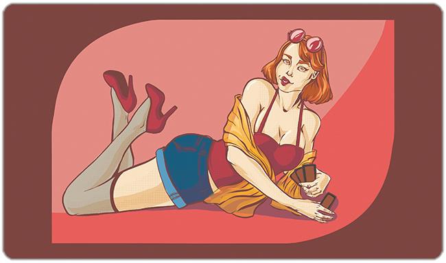 Red Woman Playing Cards Playmat