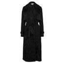 Satin Trench Coat Open Front And Detachable Waist Tie in Black [Available in SM-L]