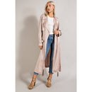 Satin Trench Coat Open Front And Detachable Waist Tie in Black [Available in SM-L]