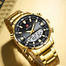 Men Watches 2025 Top Brand Luxury relogio masculino Gold Stainless Steel Band Wrist Watch For Male Clock Men Dual Display watch