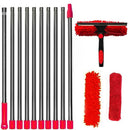 100-420CM Extended Window Cleaning Kit 2 in 1 Double Sided Glass Squeegee Cleaner Duster Mop 180° Swivel Window Cleaning Tools