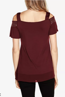 Belldini Womens Embellished Cold-Shoulder Top, Size XL