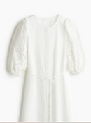 HandM Dress with Eyelet-Embroidered Sleeves, Medium