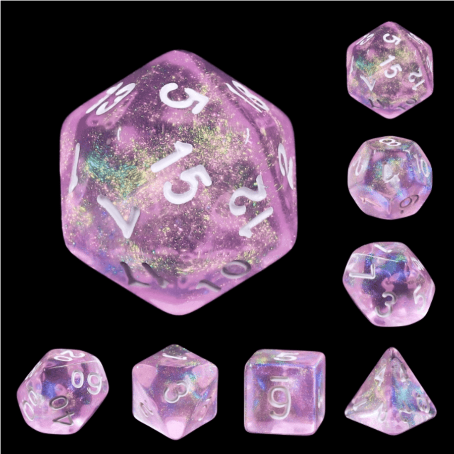 Violet Sparkle RPG Dice Set