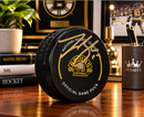 Johnny Beecher Boston Bruins Autographed 100th Anniversary Hockey Game Puck