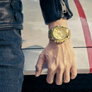 Men's Gold Luxury Quartz Wrist Watch – Big Dial Dress Watch