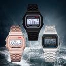LED Digital Watch – Steel Strap Multifunction Sports Wristwatch