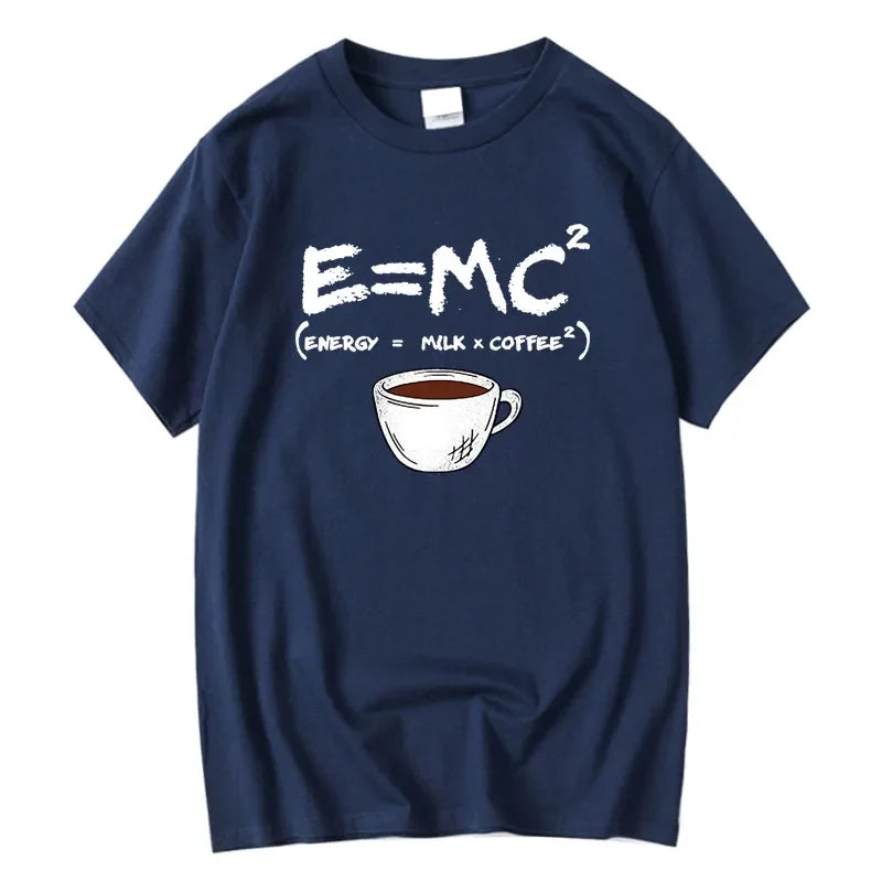Men's Cotton T-Shirt – Funny Energy=Milk+Coffee Summer Tee