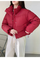 Women Winter Cropped Jacket – Warm Cotton-Padded Puffer Coat