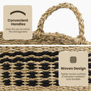 Seagrass Basket Set of 3 Stackable Storage Bins with Handles Woven Round Basket