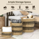 Seagrass Basket Set of 3 Stackable Storage Bins with Handles Woven Round Basket