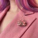 Seashell Embellished Gemstone Brooch Enamel Pin