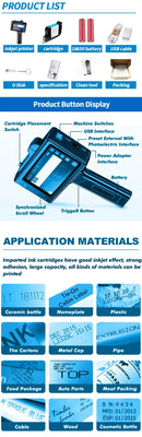 WILLITA 25.4mm Portable Handheld Inkjet Tij Printer Gun For Logo Expiry Date QR Barcode Batch Numbers Label Machine S10